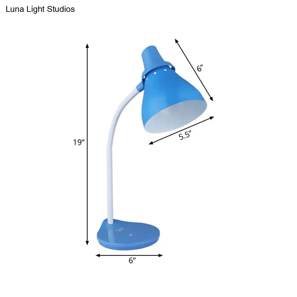 Horn Iron Macaron Desk Lamp - Bendable Reading Light With Touch Dimmer Switch (Light Blue)