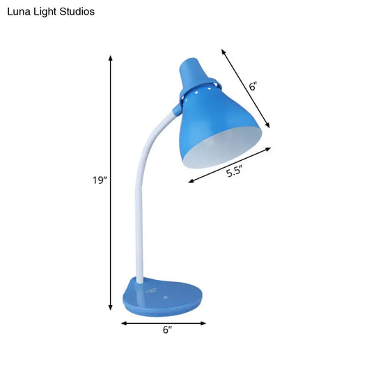 Horn Iron Macaron Desk Lamp - Bendable Reading Light With Touch Dimmer Switch (Light Blue)