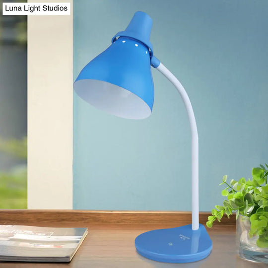 Sarah - Bendable Horn Iron Reading Light Macaron 1 Blue Desk Lamp With Touch Dimmer Switch