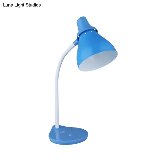 Horn Iron Macaron Desk Lamp - Bendable Reading Light With Touch Dimmer Switch (Light Blue) Blue