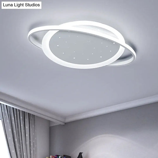 Saturn Led Flush Ceiling Light With Stylish Star Design Sleek Acrylic Fixture In White