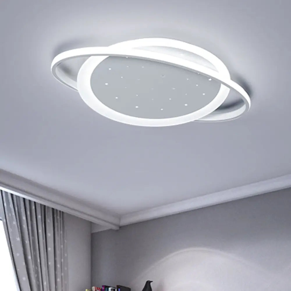 Saturn Led Flush Ceiling Light With Stylish Star Design – Sleek Acrylic Fixture In White