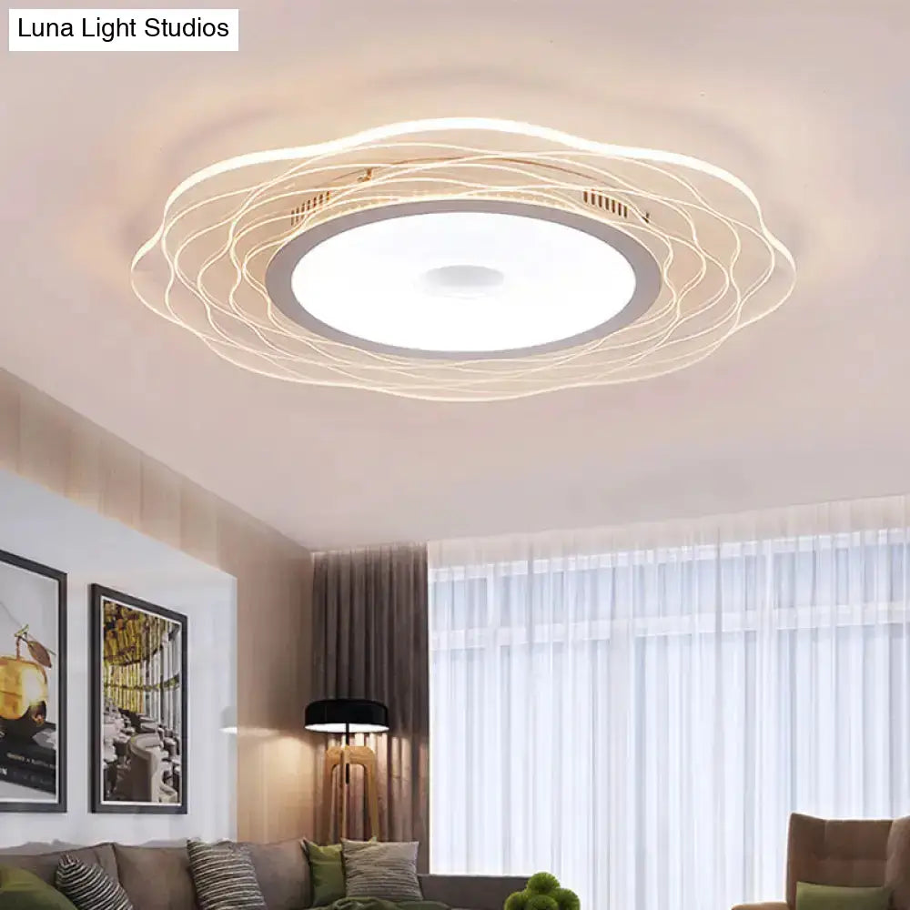 Scalloped Acrylic Led Ceiling Lamp - Super-Thin & Minimalist Design In Warm/White Light Size