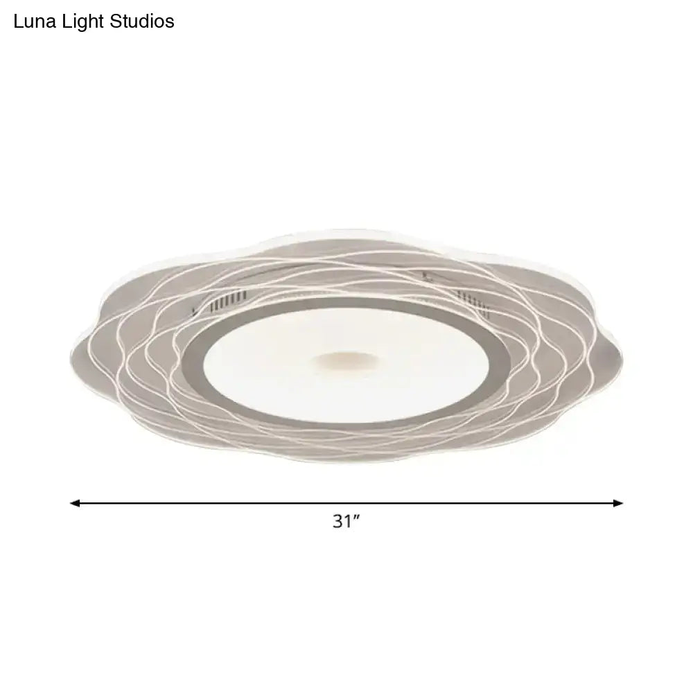 Scalloped Acrylic Led Ceiling Lamp - Super-Thin & Minimalist Design In Warm/White Light Size