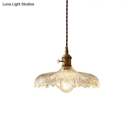 Scalloped Edge Glass Pendant Ceiling Light For Restaurants - Industrial Style