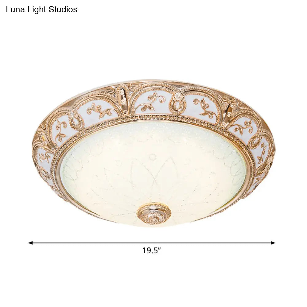 Scalloped Flushmount Cream Glass Led Ceiling Light Antiqued Cutouts Gold Finish - Sizes 14/16/19.5