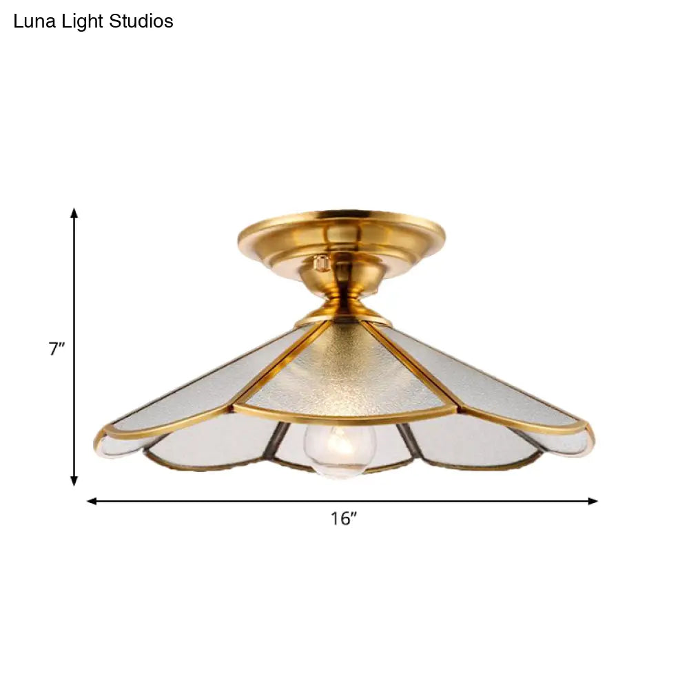 Scalloped Foyer Flush Mount Ceiling Light Fixture With Brass Finish - 12’/16’ Diameter