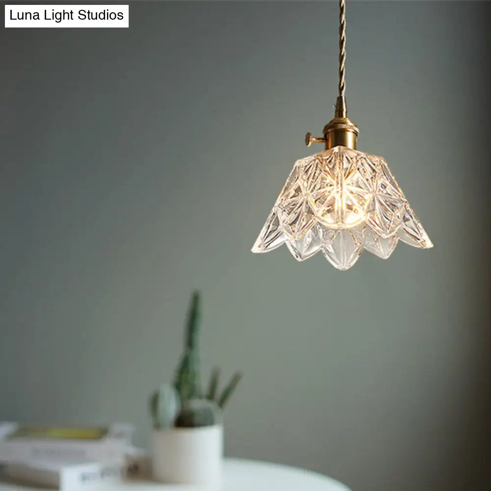 Scalloped Glass Pendant Light For Simple Dining Room Elegance