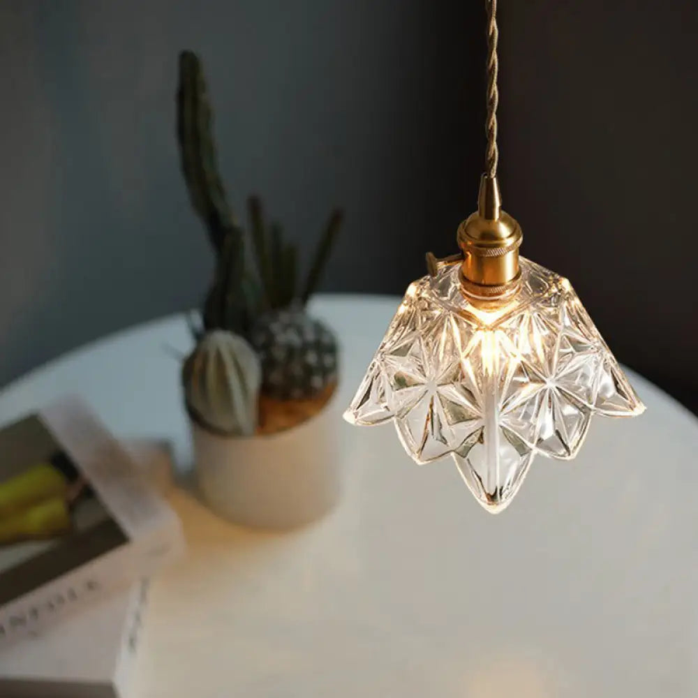 Scalloped Glass Pendant Light For Simple Dining Room Elegance Clear