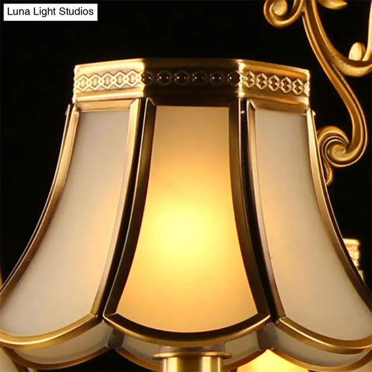 Scalloped Hanging Chandelier With Frosted Glass Down Lighting Pendant Colonial Style. Available In