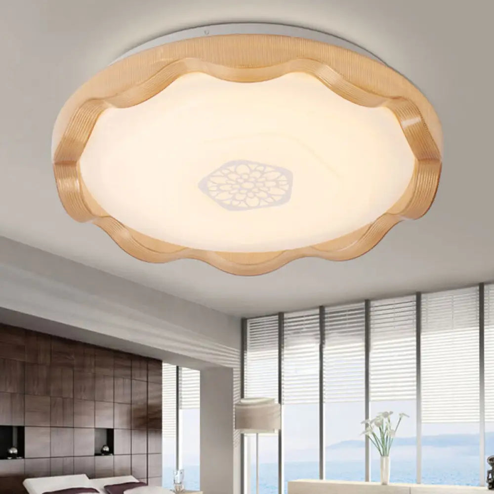 Scalloped Metal Ceiling Flush With Acrylic Diffuser In White/Blue/Gold - Led Light Fixture For