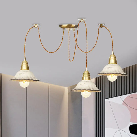 Scalloped Multi-Light Pendant - Traditional Gold Ceramics Swag Hanging Lamp Kit (2/4/6 Bulbs) 3 /