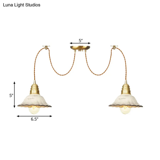 Scalloped Multi-Light Pendant - Traditional Gold Ceramics Swag Hanging Lamp Kit (2/4/6 Bulbs)