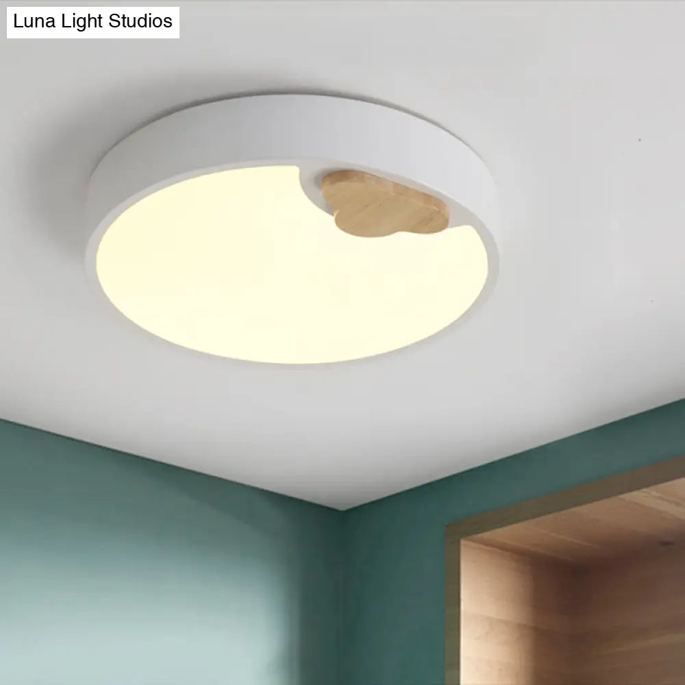 Scandinavian Acrylic Ceiling Light Fixture: White Led Round Flush Mount Lamp 16/19.5 Width