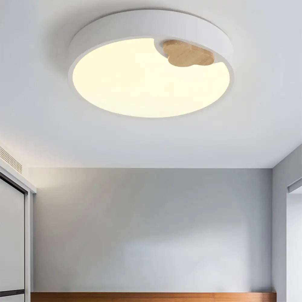 Scandinavian Acrylic Ceiling Light Fixture: White Led Round Flush Mount Lamp 16/19.5 Width / 16