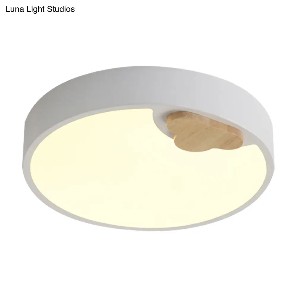 Scandinavian Acrylic Ceiling Light Fixture: White Led Round Flush Mount Lamp 16/19.5 Width