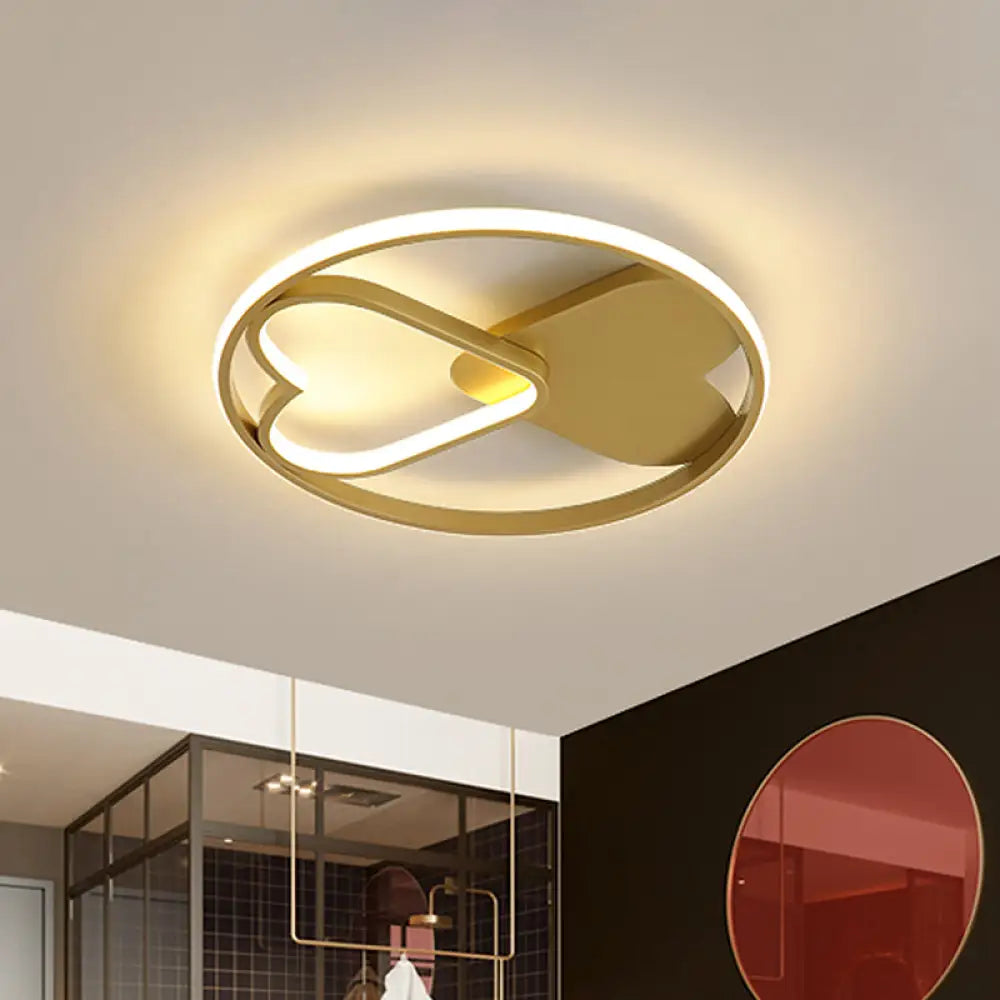 Scandinavian Led Gold Ceiling Lighting - Loving Heart Acrylic Flush Mount Warm/White Light / Warm