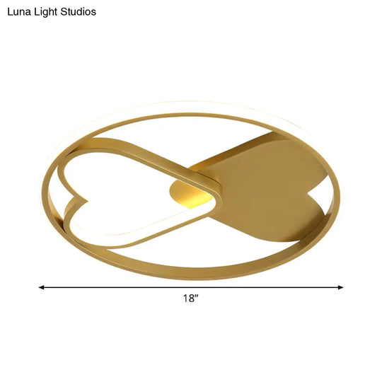 Scandinavian Led Gold Ceiling Lighting - Loving Heart Acrylic Flush Mount Warm/White Light