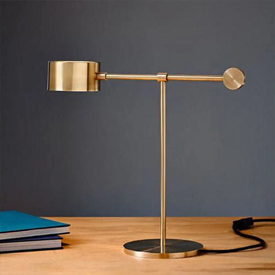 Scarlett - Modern Drum Bedroom Table Lamp Metal 1 Head Modernism Night Lighting With Lever Design