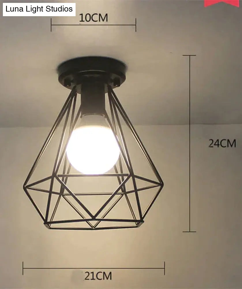 Scarlett- Vintage Industrial Iron Cage Led Ceiling Lights