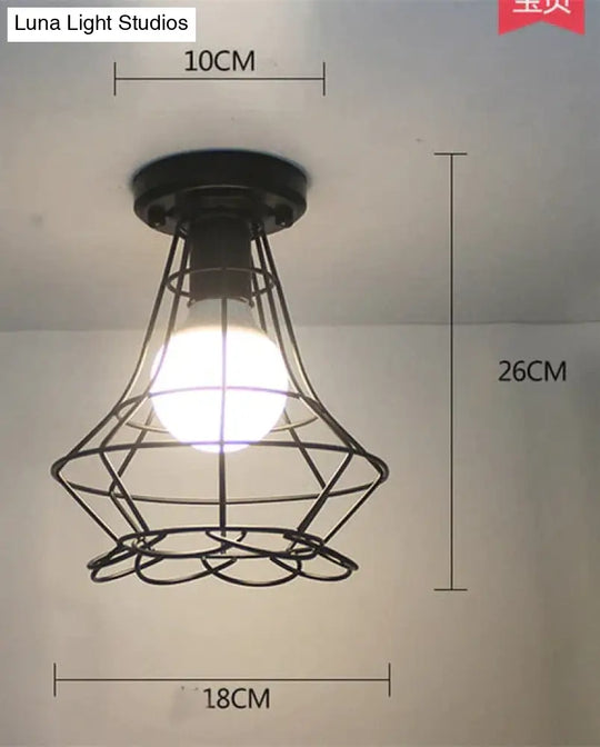 Scarlett- Vintage Industrial Iron Cage Led Ceiling Lights