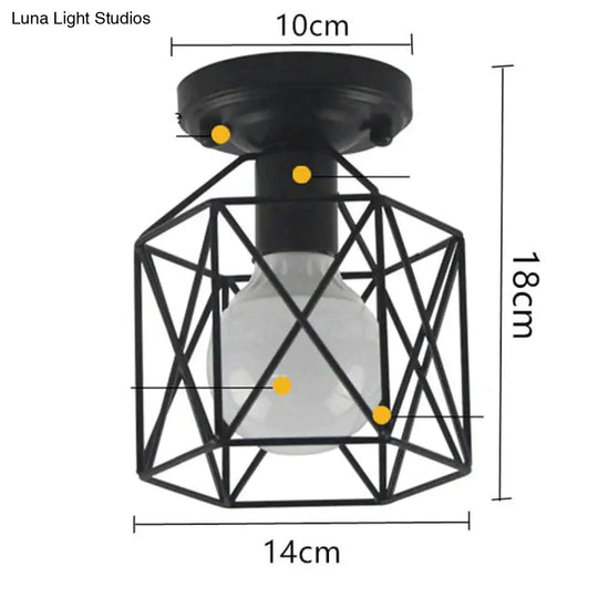 Scarlett- Vintage Industrial Iron Cage Led Ceiling Lights