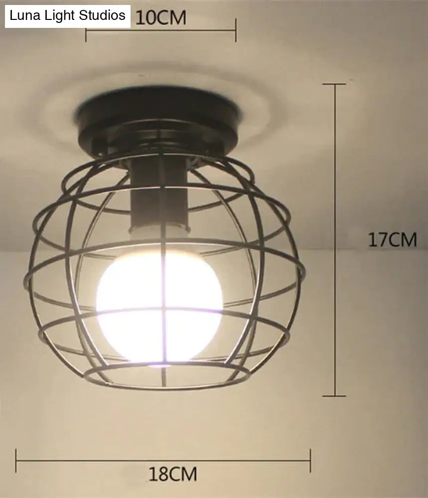 Scarlett- Vintage Industrial Iron Cage Led Ceiling Lights 11