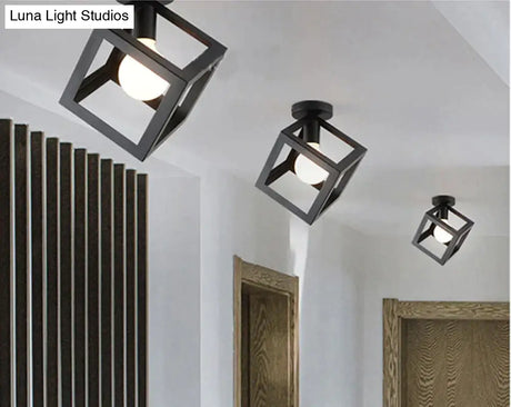 Scarlett Vintage Industrial Iron Cage Led Ceiling Lights Ceiling
