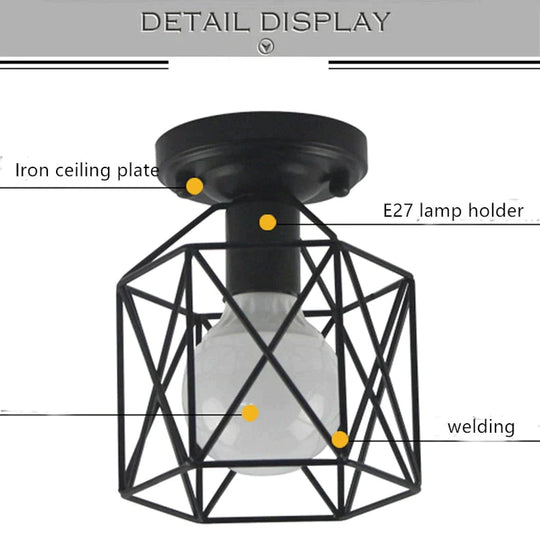 Scarlett- Vintage Industrial Iron Cage Led Ceiling Lights