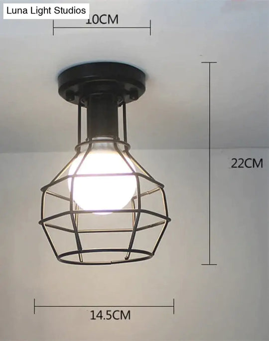 Scarlett- Vintage Industrial Iron Cage Led Ceiling Lights 17