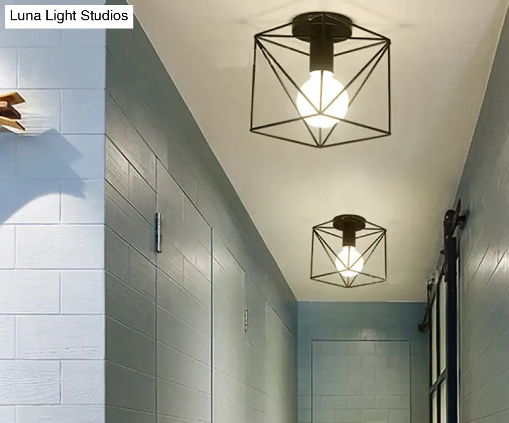 Scarlett- Vintage Industrial Iron Cage Led Ceiling Lights