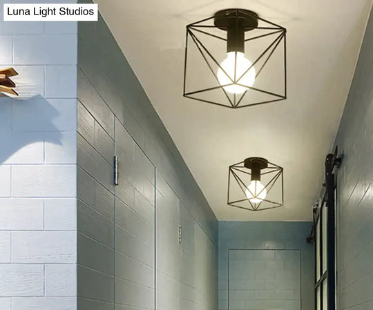 Scarlett- Vintage Industrial Iron Cage Led Ceiling Lights