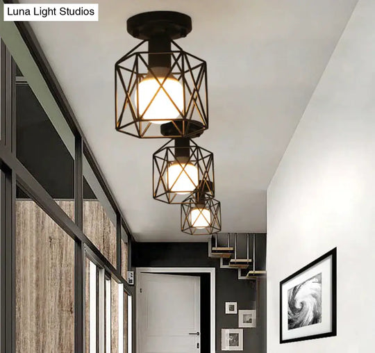 Scarlett- Vintage Industrial Iron Cage Led Ceiling Lights