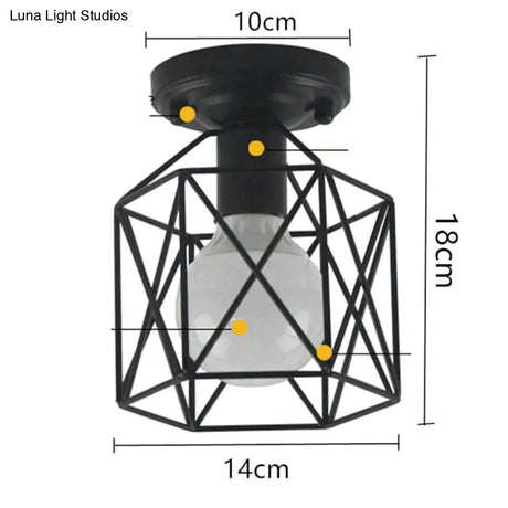 Scarlett Vintage Industrial Iron Cage Led Ceiling Lights Ceiling