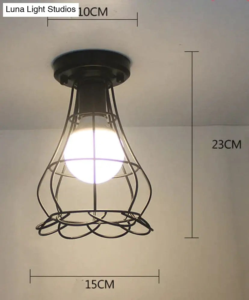 Scarlett- Vintage Industrial Iron Cage Led Ceiling Lights