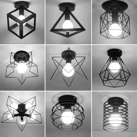 Scarlett Vintage Industrial Iron Cage Led Ceiling Lights Ceiling