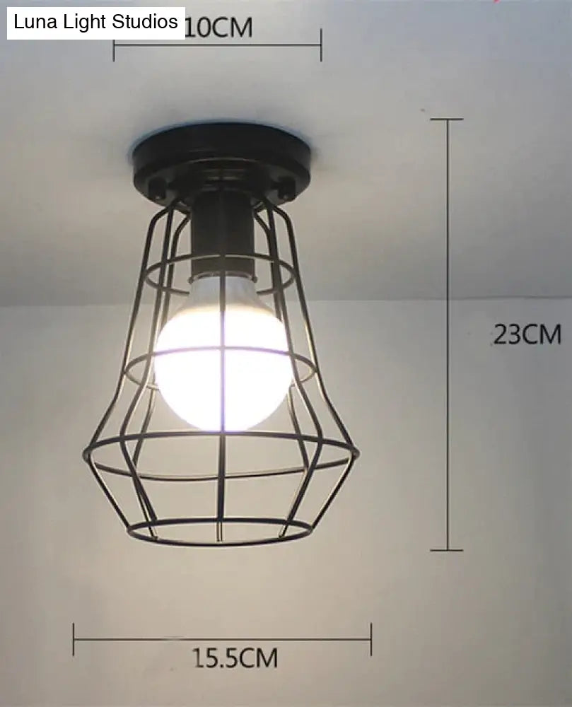 Scarlett- Vintage Industrial Iron Cage Led Ceiling Lights