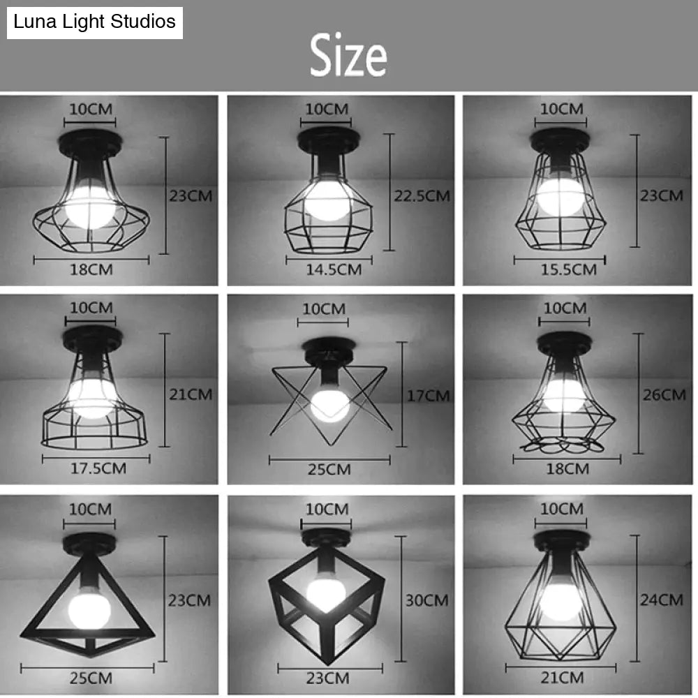 Scarlett- Vintage Industrial Iron Cage Led Ceiling Lights