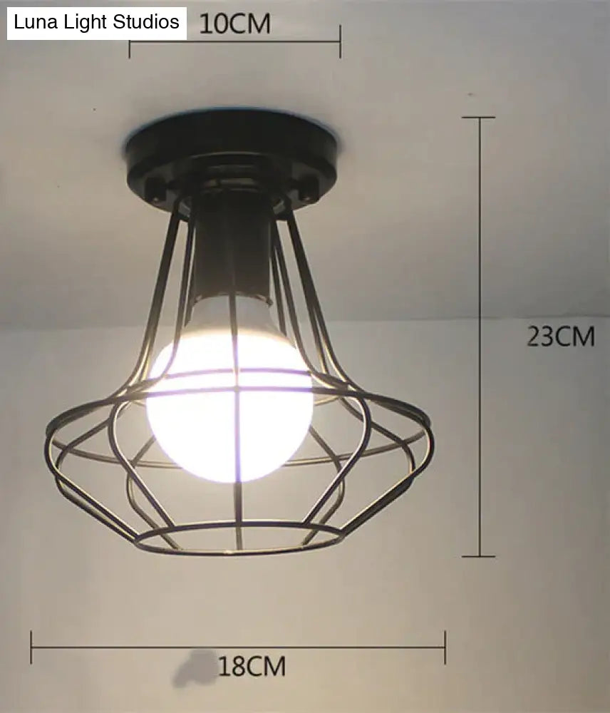 Scarlett- Vintage Industrial Iron Cage Led Ceiling Lights