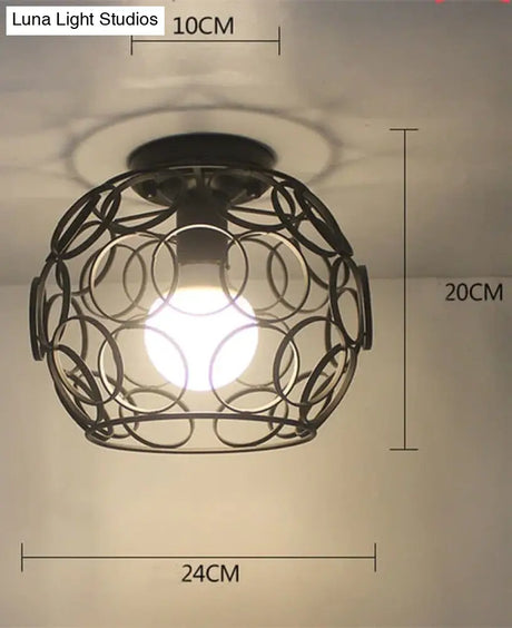 Scarlett Vintage Industrial Iron Cage Led Ceiling Lights Ceiling