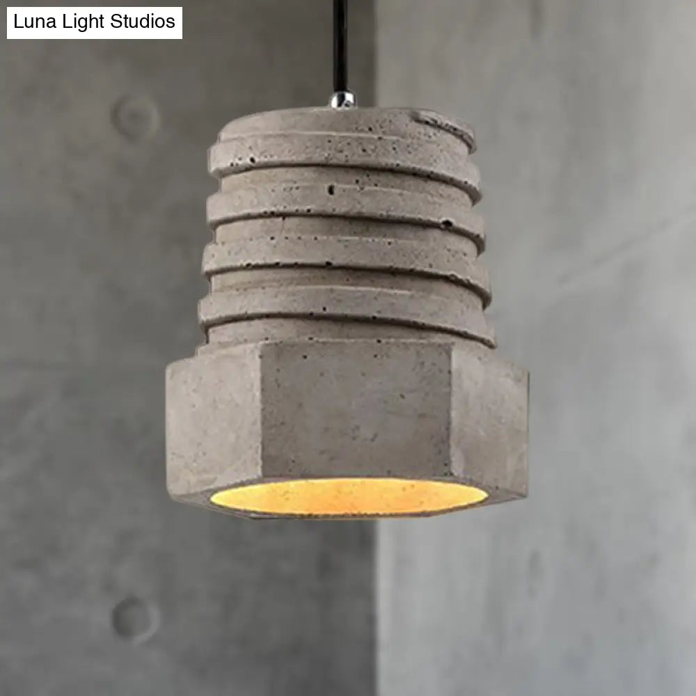 Screw Shape Pendant Light Fixture - Industrial Gray Cement Hanging Lamp For Restaurants 1