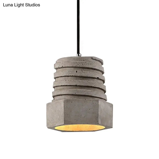 Screw Shape Pendant Light Fixture - Industrial Gray Cement Hanging Lamp For Restaurants 1