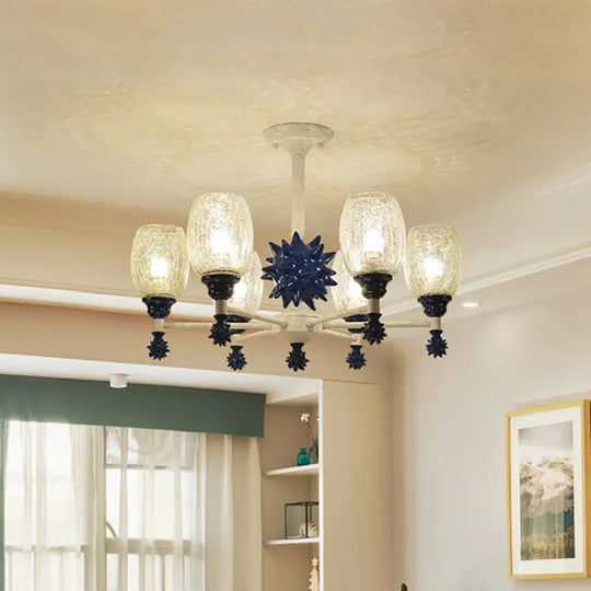 Sea Urchin Glass Hanging Light: Oval Shade Chandelier In Mediterranean Style For Baby Bedroom 6 /