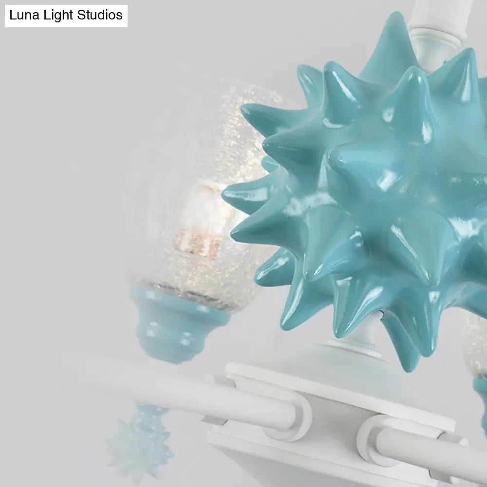 Sea Urchin Glass Hanging Light: Oval Shade Chandelier In Mediterranean Style For Baby Bedroom