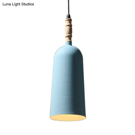 Modern Metal Pendant Lamp - Single Head Seafoam E27 Hanging Light For Restaurants Blue / A