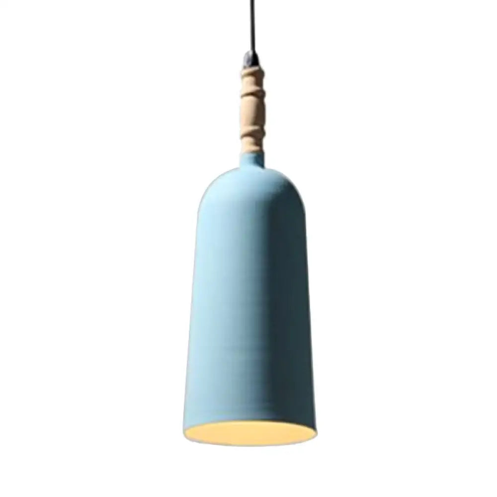 Seafoam E27 Single Head Hanging Light: Modern Metal Pendant Lamp For Restaurants Blue / A