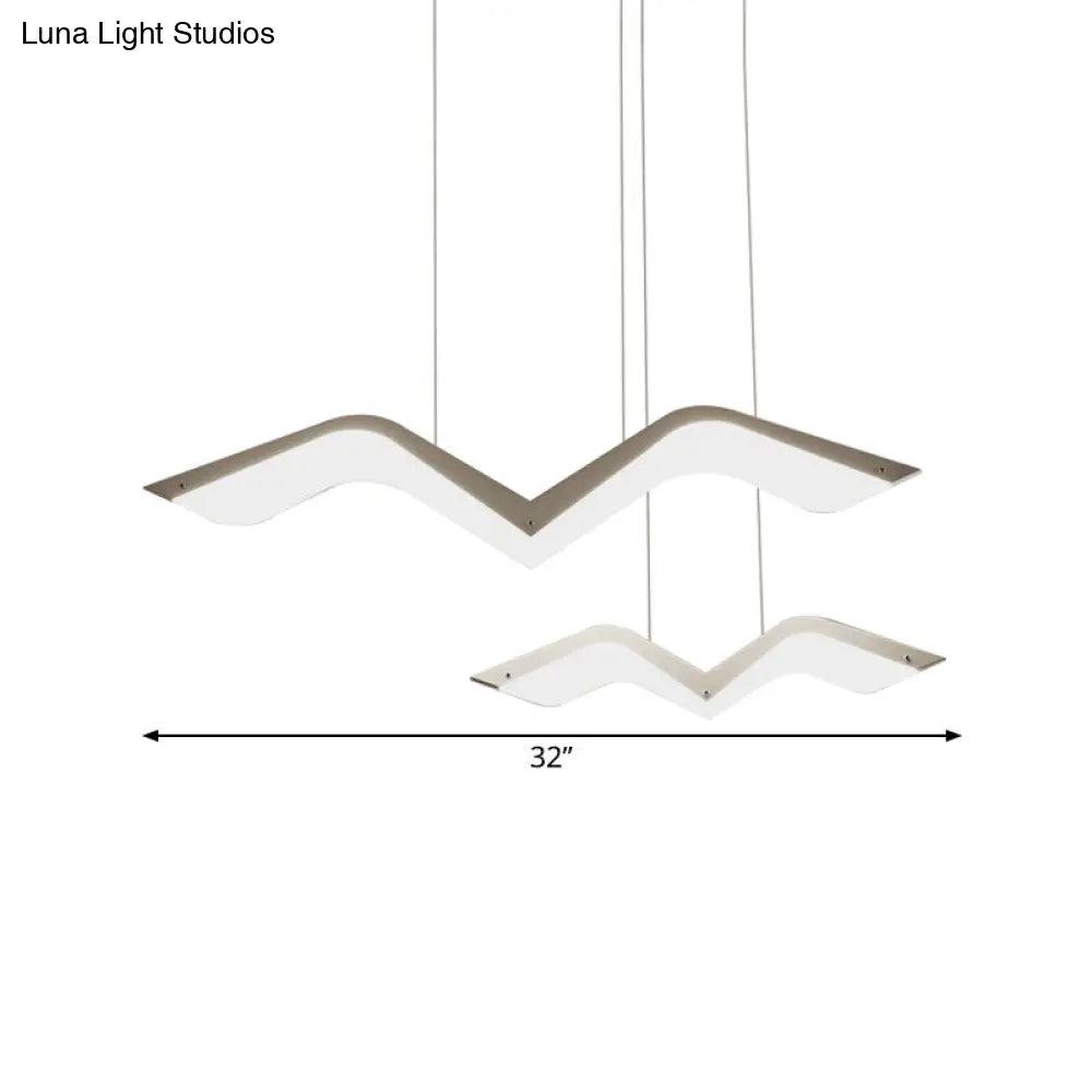 Seagull Multi Light Pendant: Sleek Acrylic Shade Led Hanging Lamp In White (2/3/4/5 Seater)