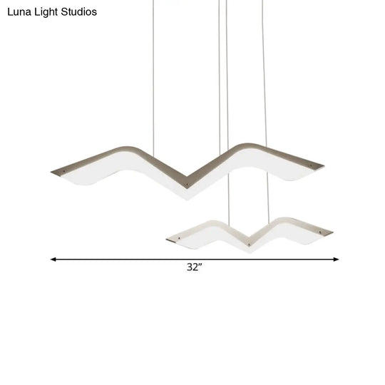 Seagull Multi Light Pendant: Sleek Acrylic Shade Led Hanging Lamp In White (2/3/4/5 Seater)