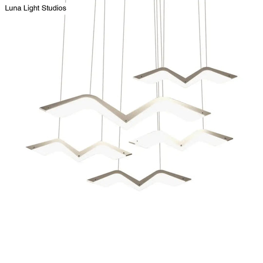 Seagull Multi Light Pendant: Sleek Acrylic Shade Led Hanging Lamp In White (2/3/4/5 Seater)