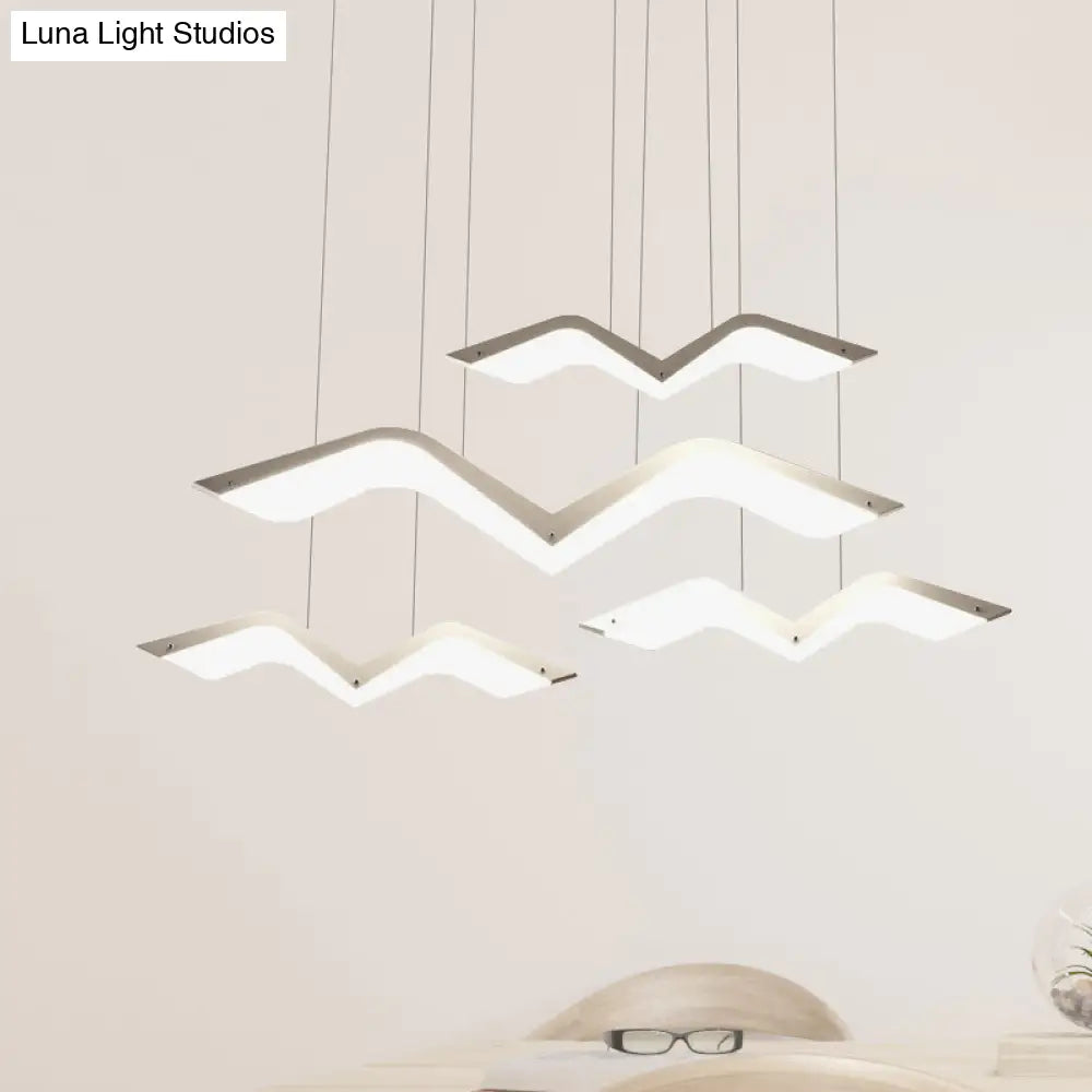 Seagull Multi Light Pendant Led Hanging Lamp In Elegant White Acrylic Shade - Choose From 2 3 4 Or